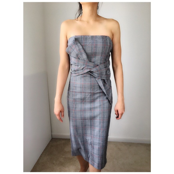 NORDSTROM MAD FOR PLAID Strapless midi dress - Picture 7 of 8